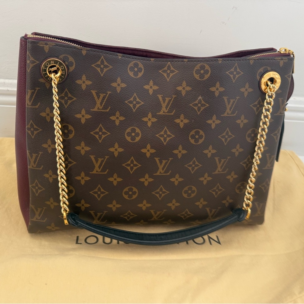 Louis Vuitton SURENE Bordeau Monogram Shoulder Bag with Gold Chain